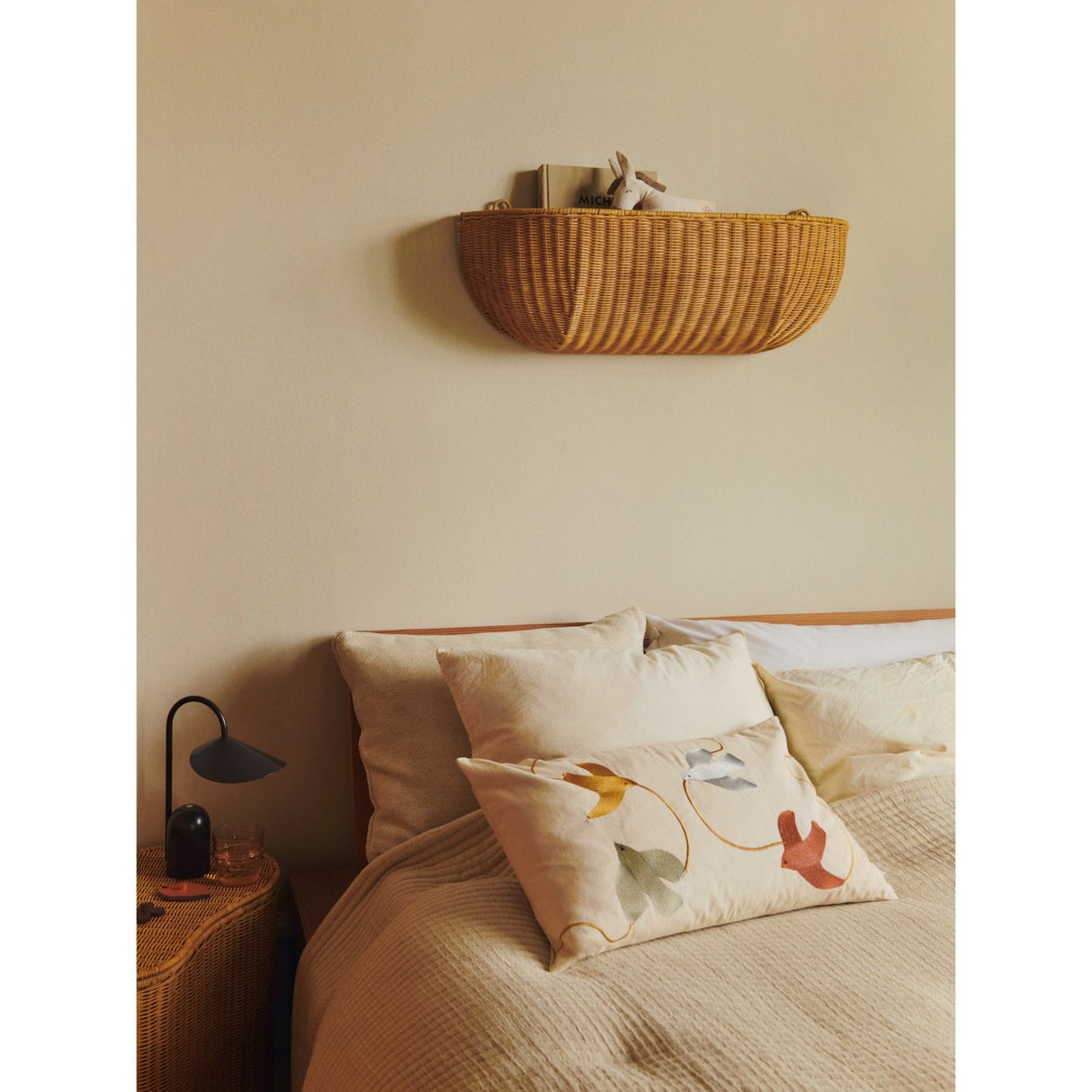 Ferm Living Multi Swif Bird Embroidered Cushion Rectangular