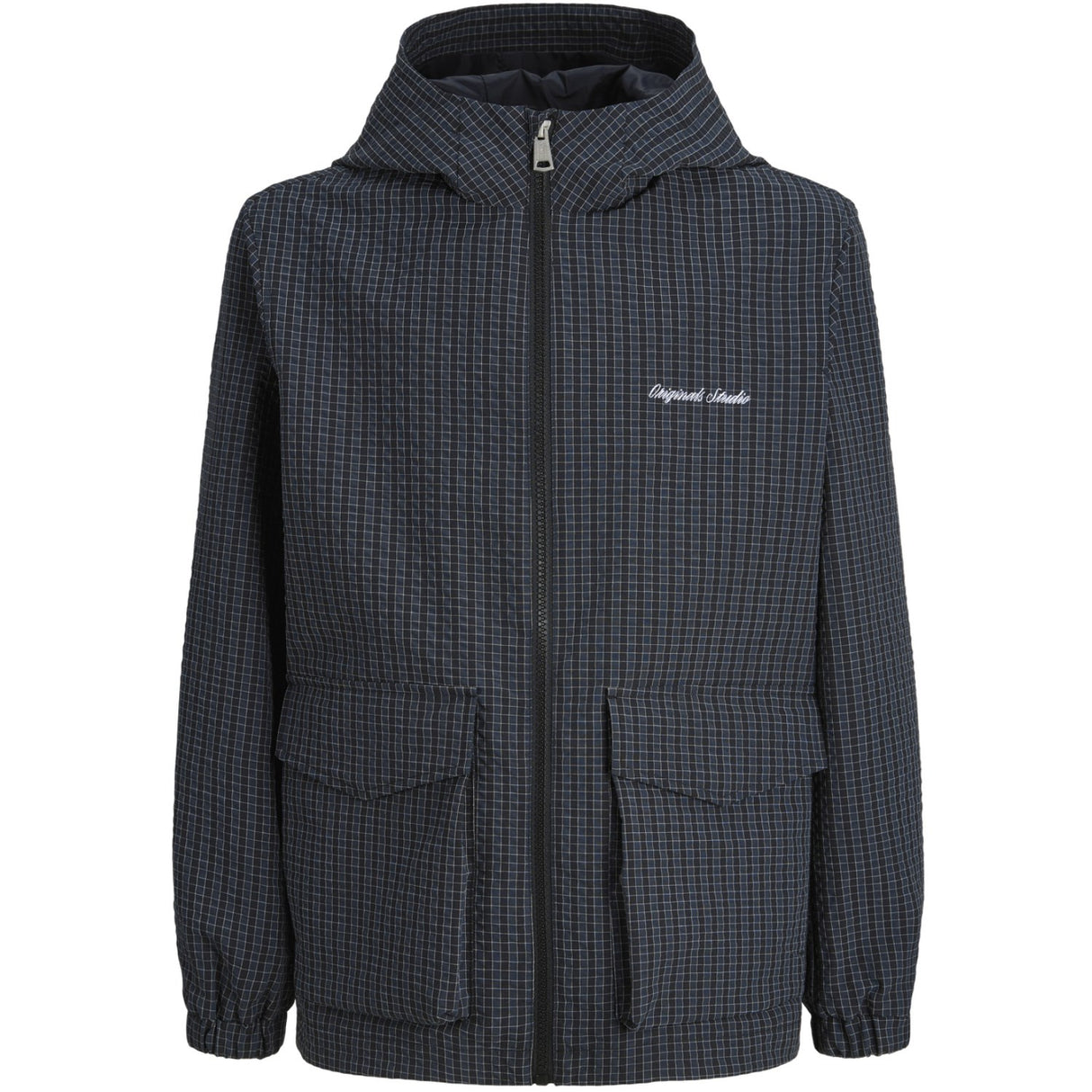 Jack & Jones Junior Asphalt Checks Jorniagra Check Hood Jacket Jnr