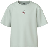 Name It Pale Aqua Cherry Embroidery Nkfvictoria Ss Nreg Top