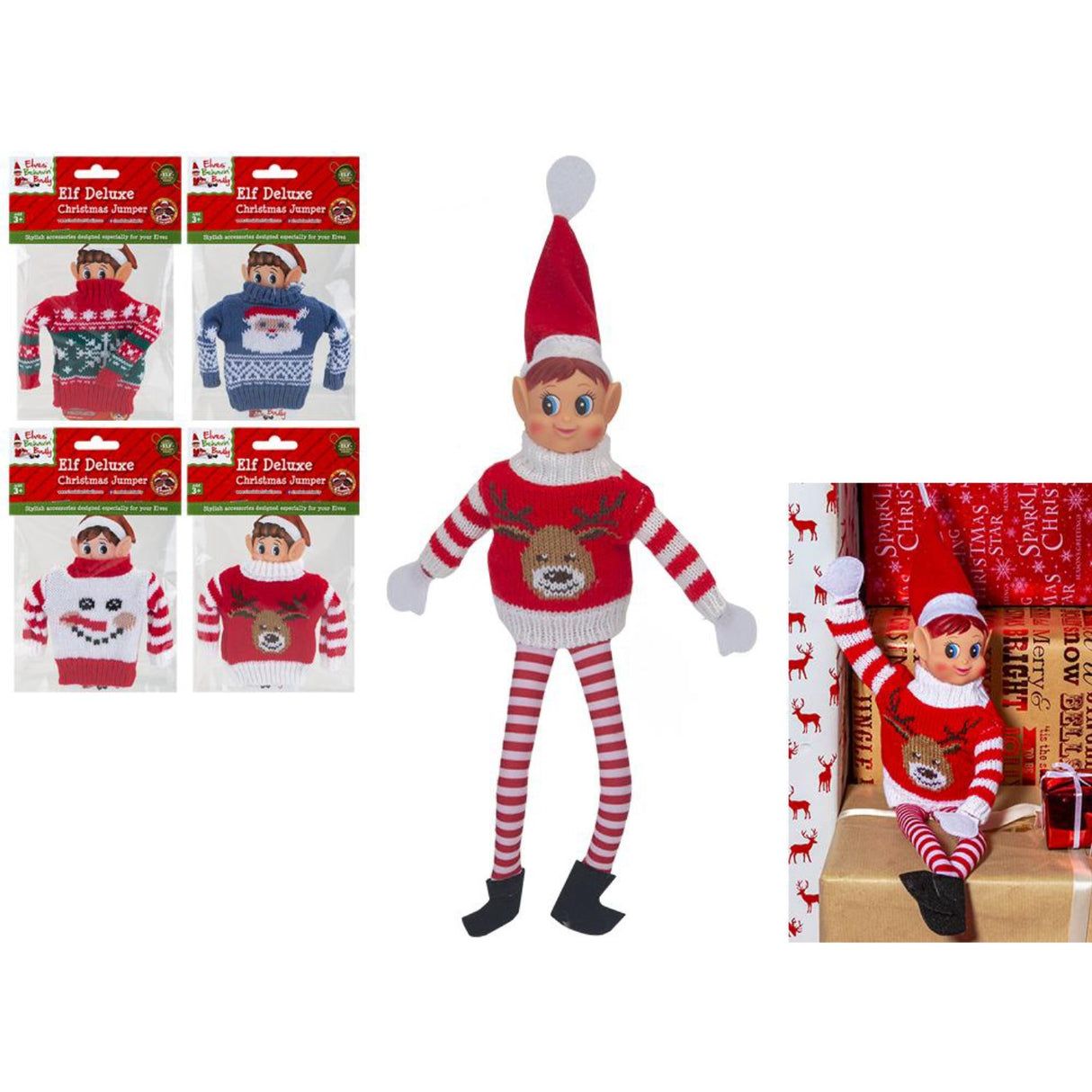 Elves Behavin' Badley Elf Deluxe Knitted Sweater 4 Asst.
