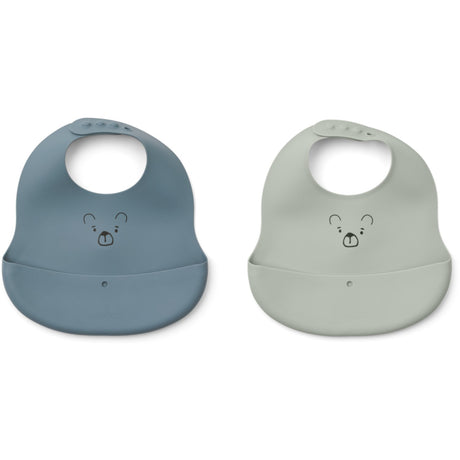 LIEWOOD Mr Bear Dove Blue / Whale Blue Ember Printed Bib 2-pack