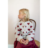 Wheat Offwhite Melange Jacquard Cardigan Hearts