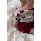 Wheat Offwhite Melange Jacquard Cardigan Hearts