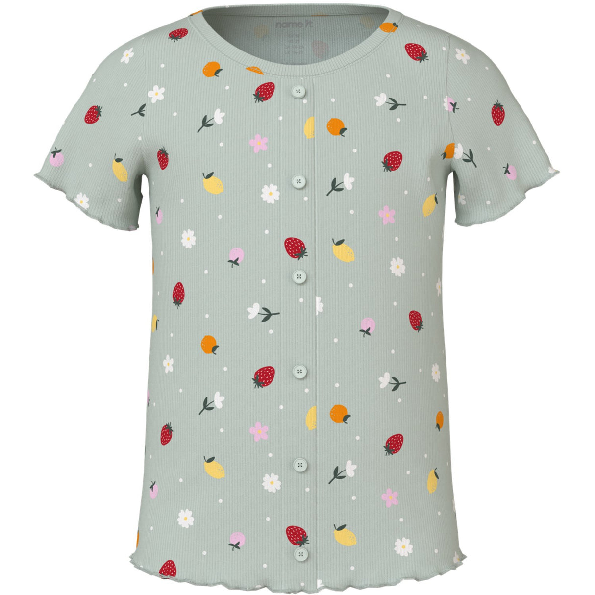Name It Pale Aqua Fruit Flowers Nmfvemia Aop Ss Slim Top