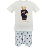 Polo Ralph Lauren White / Elite Blue Ss Bear Tee And Short Set