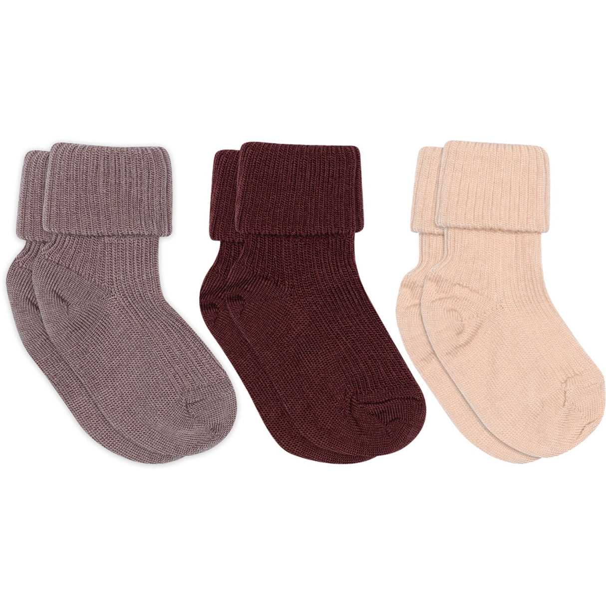 Mp Danmark Rose Dust Wool Rib Baby Socks 3-Pack