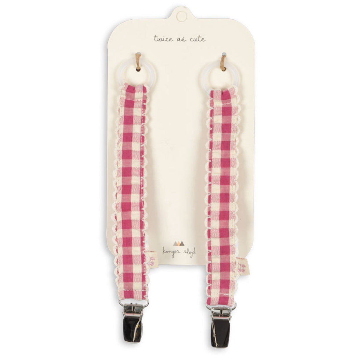 Konges Sløjd Bubblegum Check 2 Pack Pacifier Strap