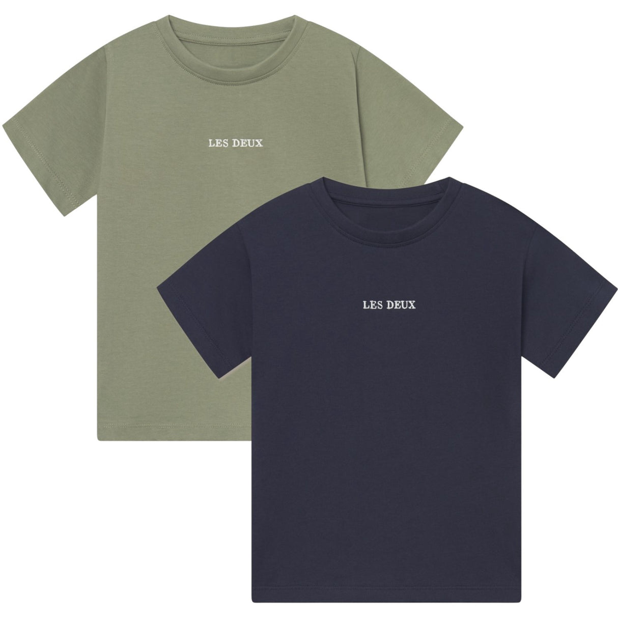 Les Deux Kids Dark Navy/Lichen Green Dexter T-Shirt Kids - 2-PACK