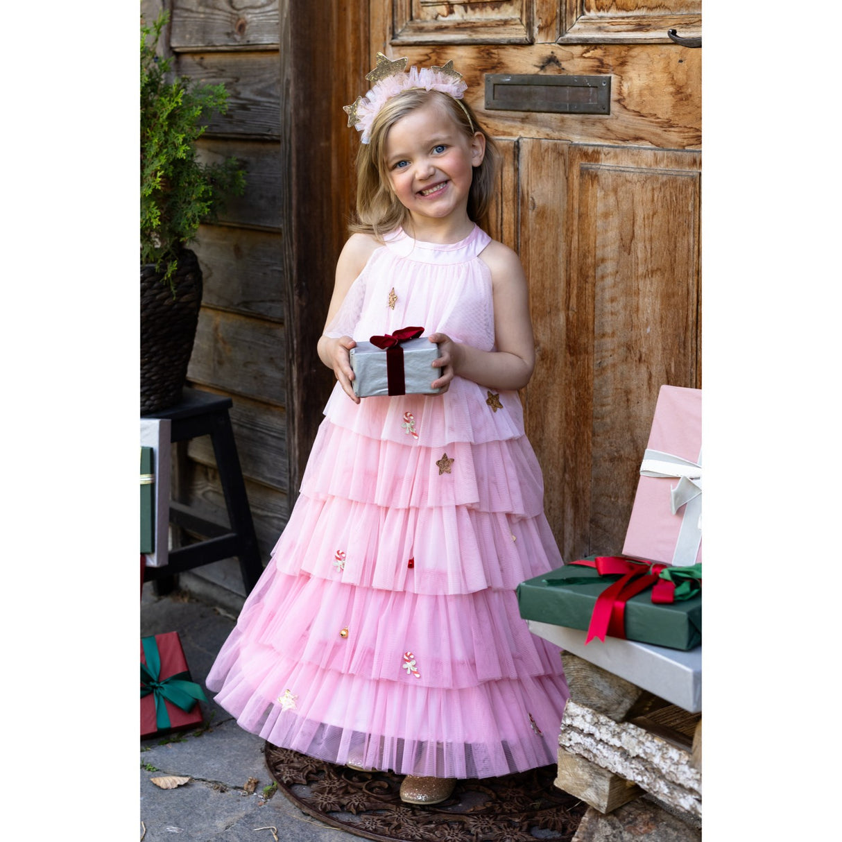 Great Pretenders Christmas Tree Dress With Headband, Blush