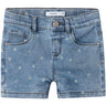 Name It Medium Blue Denim Flower Nmfsalli Slim Dnm Shorts 3555-On Noos