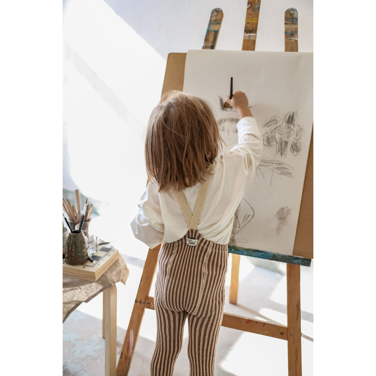 Silly Silas Granola X Cream Striped Special Footless Tights