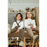 Silly Silas Seaweed Brown X Peanut Striped Special Footed Tights