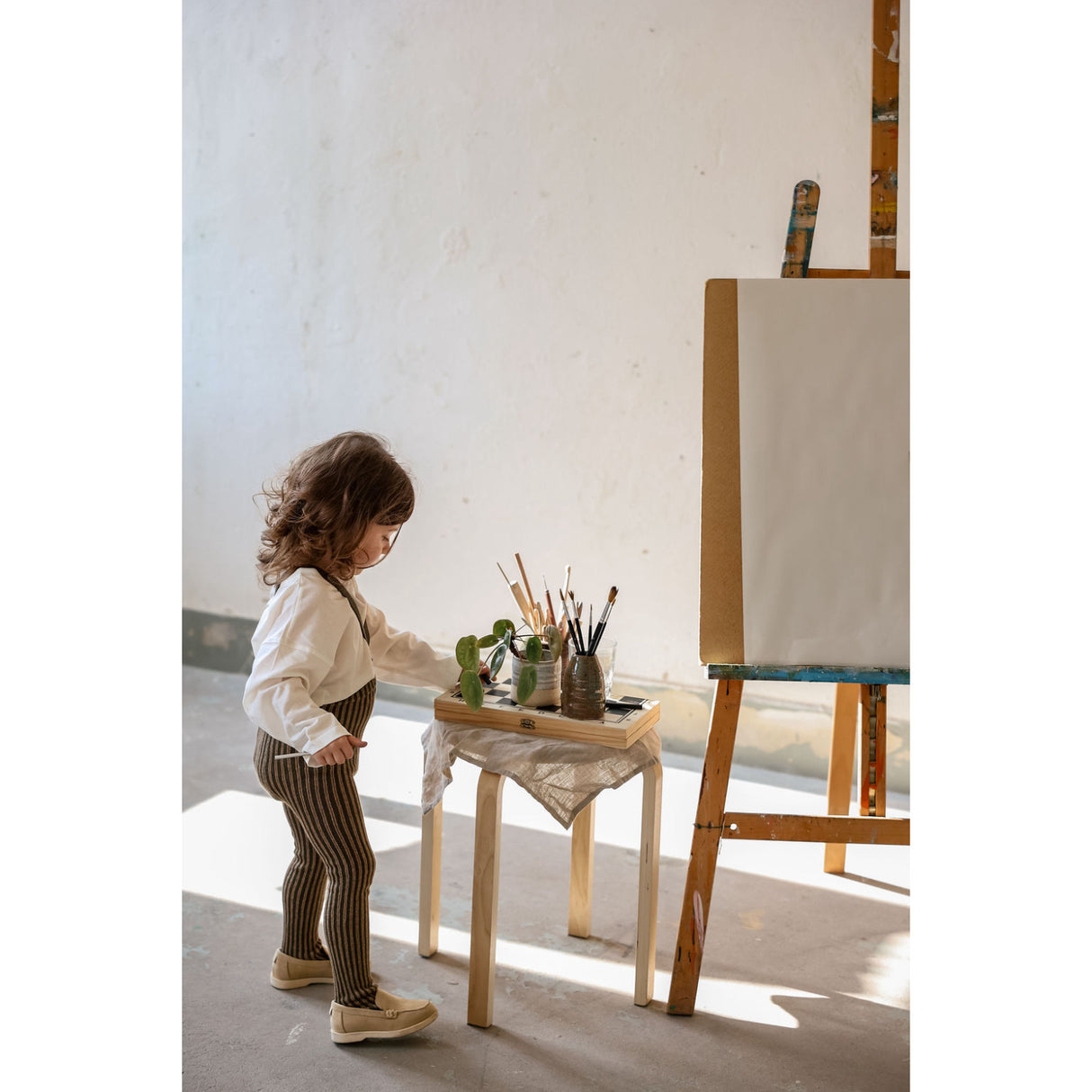 Silly Silas Seaweed Brown X Peanut Striped Special Footed Tights