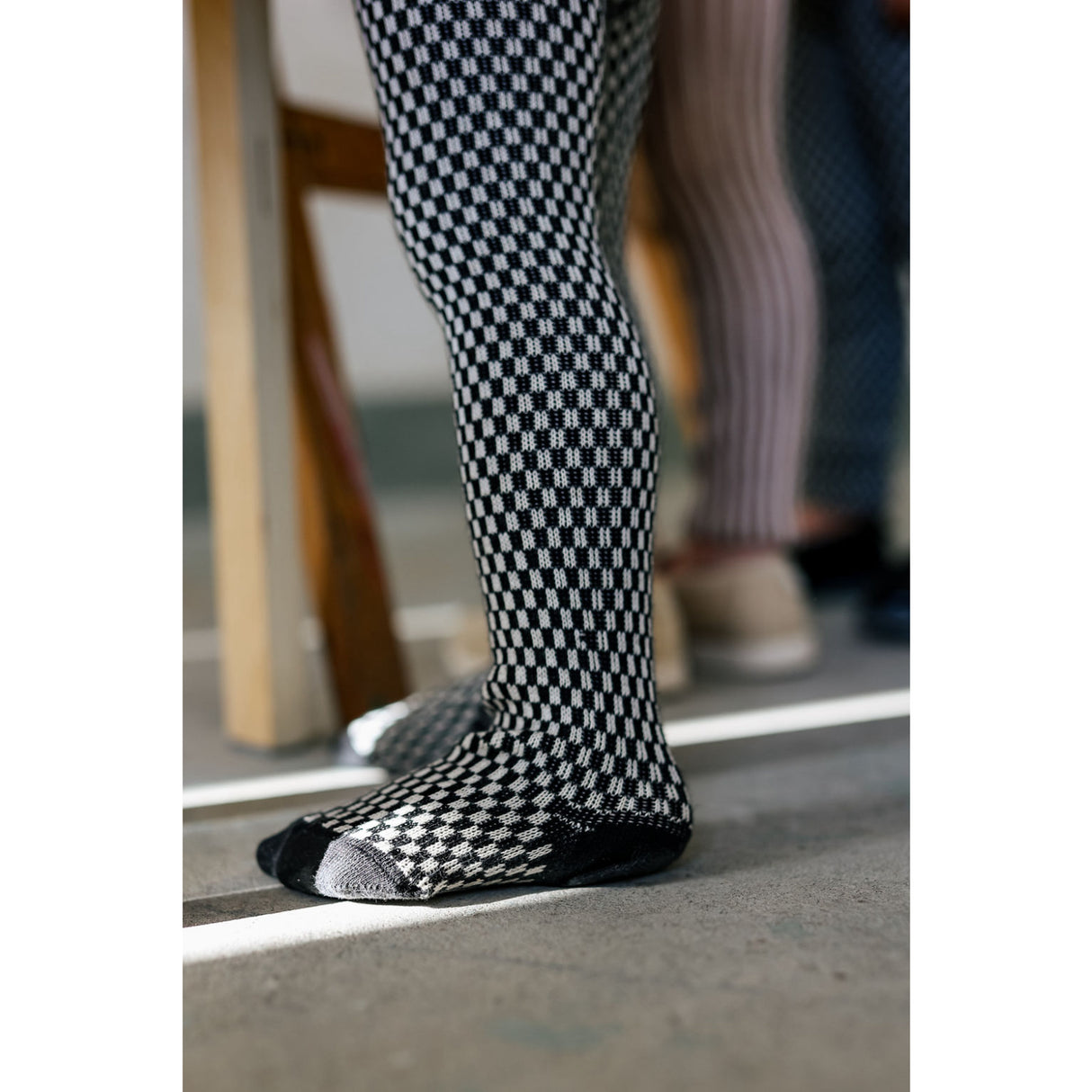 Silly Silas Black X White Checked Special Footed Tights