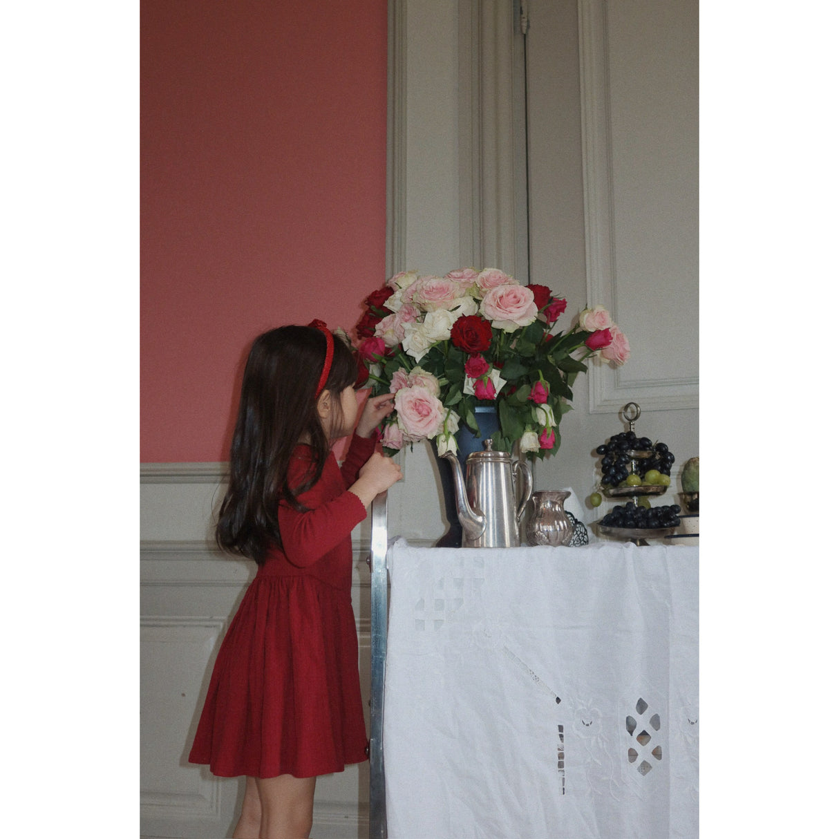 Konges Sløjd Red/Glitter Velvet Bow Hairbrace