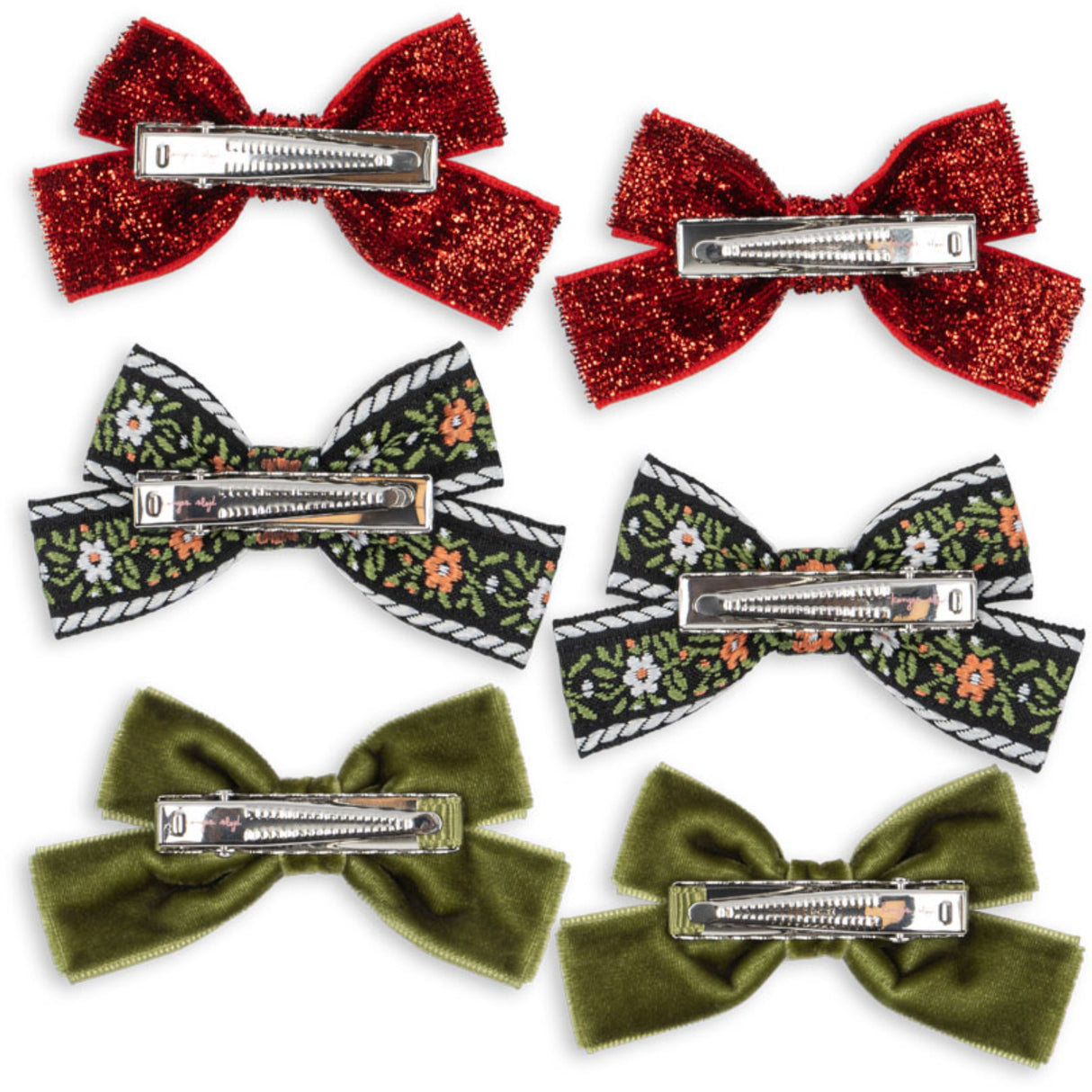 Konges Sløjd Red/Green 6 Pack Micki Bow Hair Clips