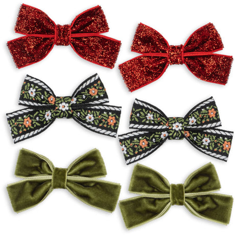 Konges Sløjd Red/Green 6 Pack Micki Bow Hair Clips