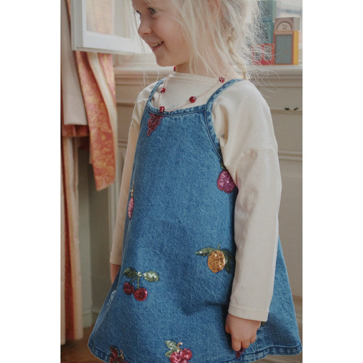 Konges Sløjd Vitamins Magot Sequin Strap Dress Denim Gots