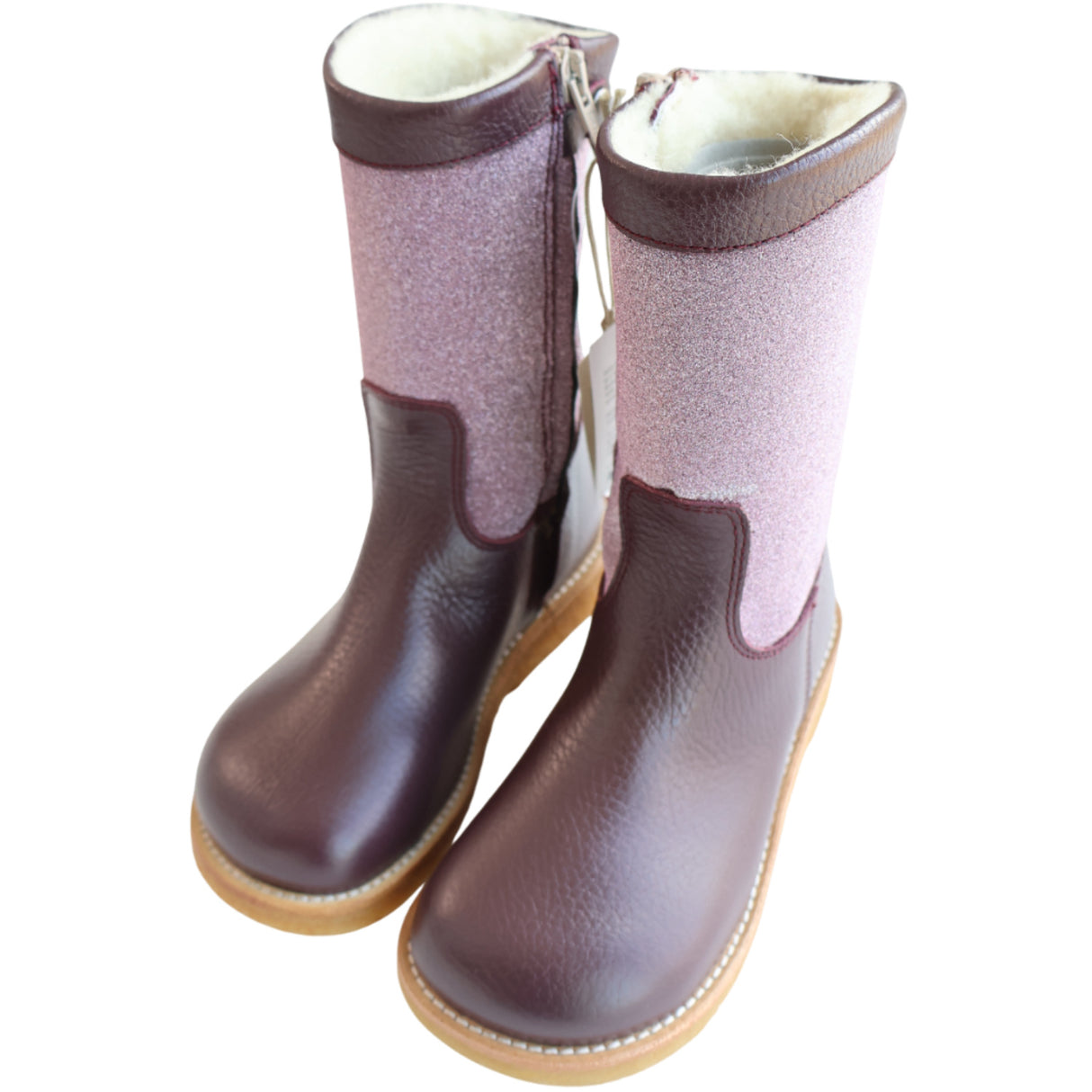 Angulus Aubergine/Aubergine Glitter TEX Glitter Boot with Glitter and Zipper