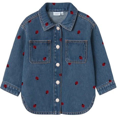 Name It Medium Blue Denim Lady Bug Nmfnina Emb Denim Jacket 3285-Za D