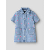 Name It Light Blue Denim Starwberry Nmflaila Ss Emb Dress 6202-Iz