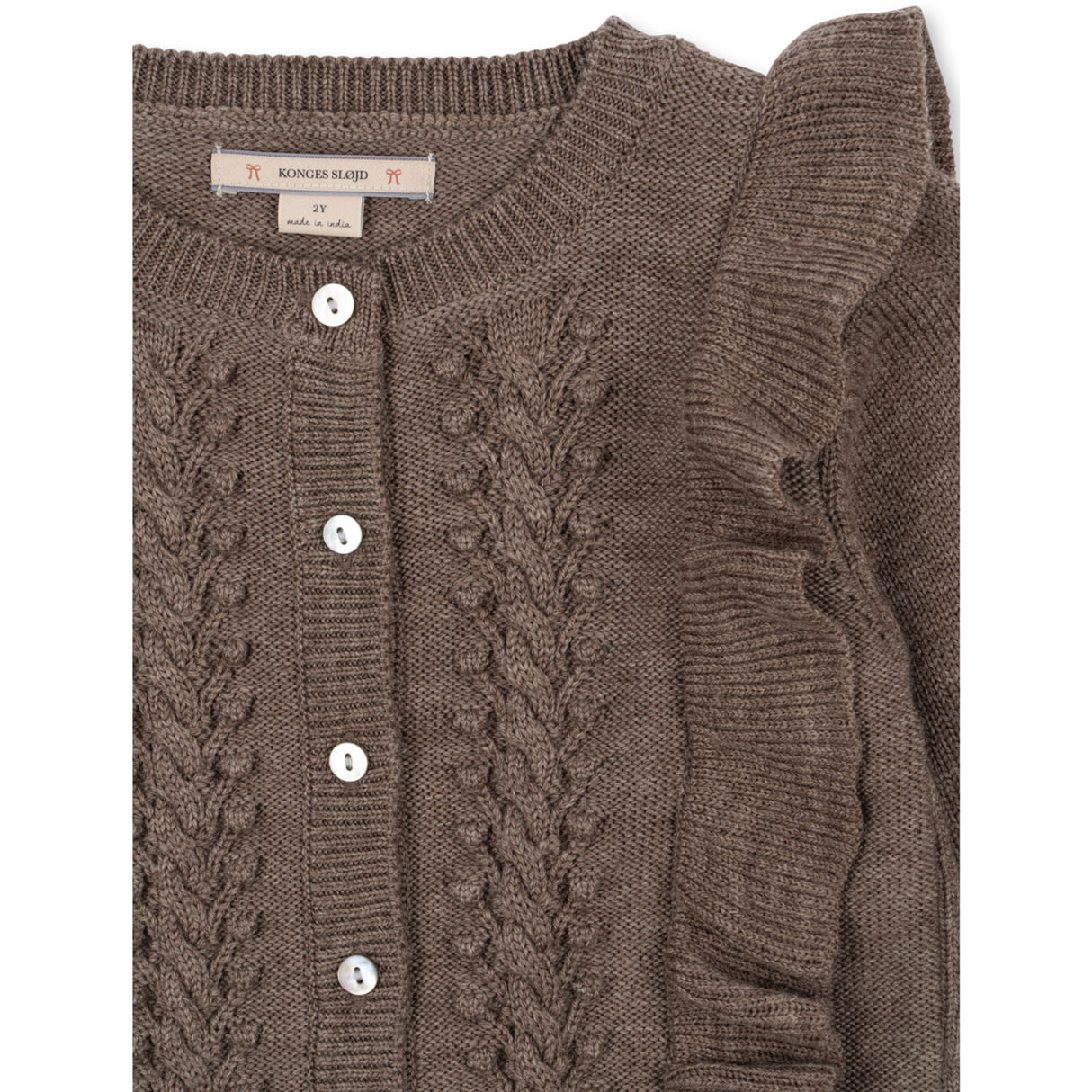 Konges Sløjd Bunny Brown Melange Fiol Frill Cardigan
