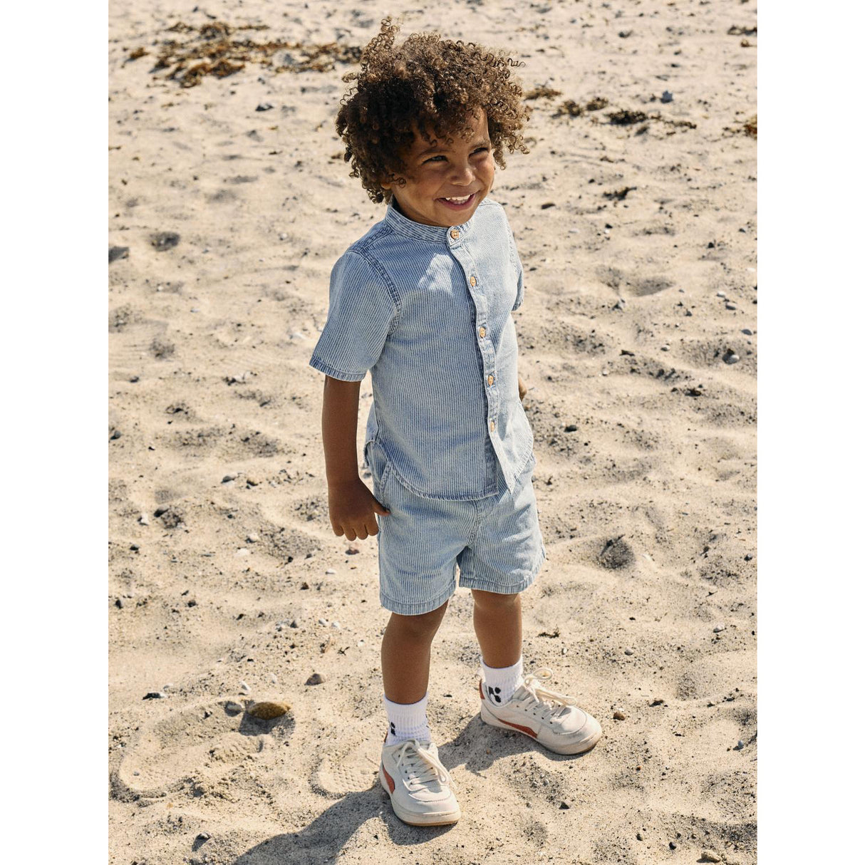 Name It Light Blue Denim Nmmhans Stripe Dnm Ss Shirt 1910-Ip H