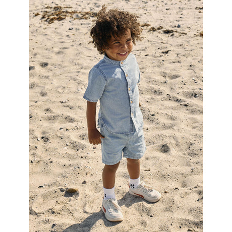 Name It Light Blue Denim Nmmhans Stripe Dnm Ss Shirt 1910-Ip H
