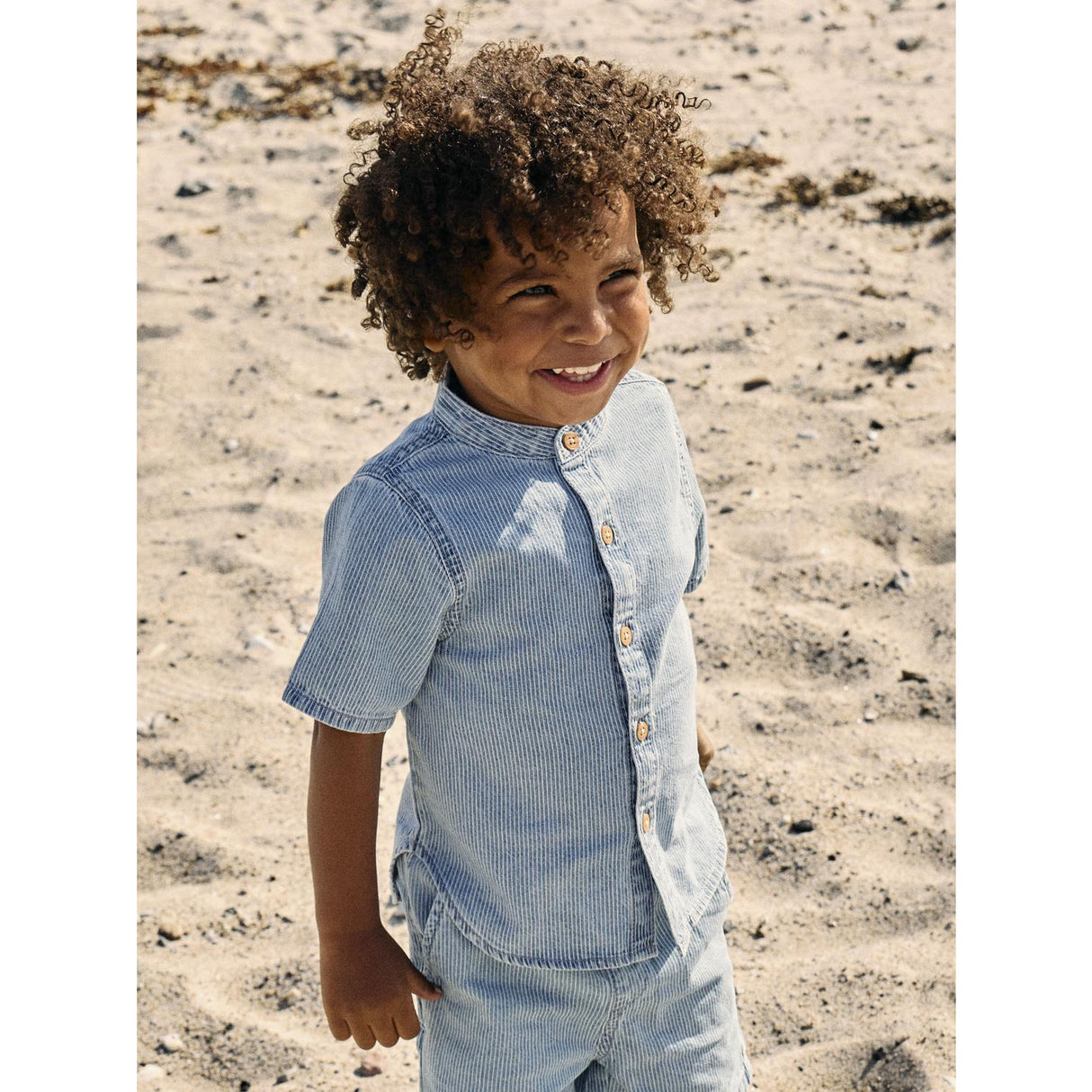 Name It Light Blue Denim Nmmhans Stripe Dnm Ss Shirt 1910-Ip H