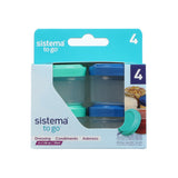 Sistema Ocean Blue &amp; Minty Teal To Go Dressing Opbevaringsbøtter 35 Ml 4-Pack