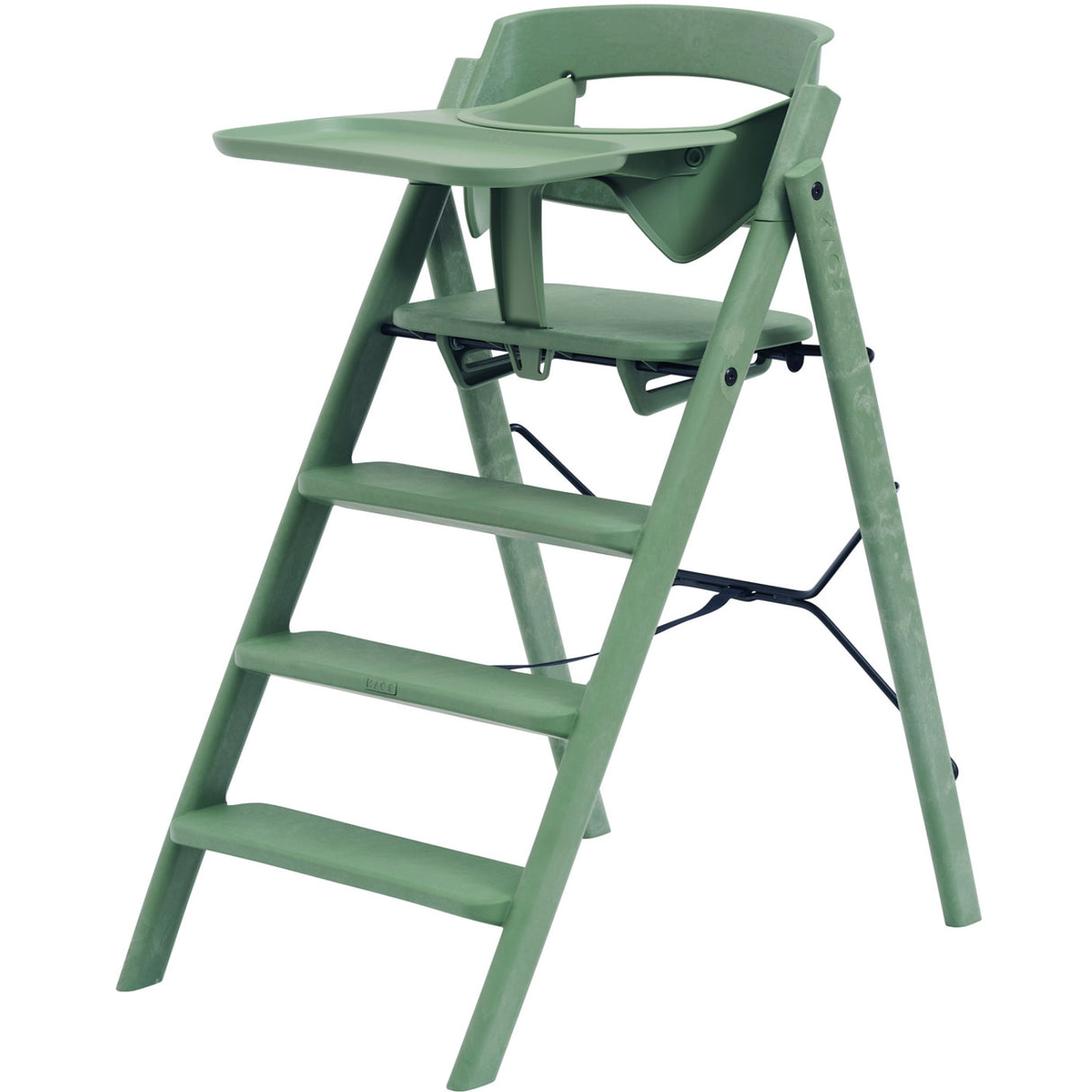 KAOS Mineral Green Klapp High Chair Recycled With KLAPP® Safety Rail & Tray Bundle