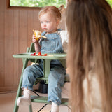 KAOS Mineral Green Klapp High Chair Recycled With KLAPP® Safety Rail & Tray Bundle