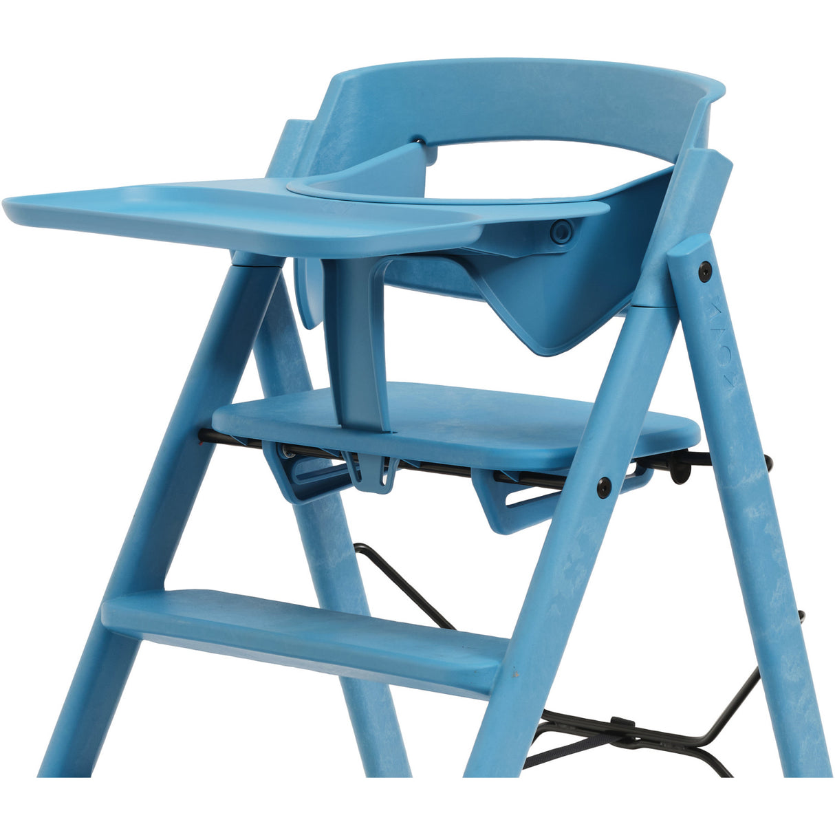 KAOS Swedish Blue Klapp High Chair Recycled With KLAPP® Safety Rail & Tray Bundle