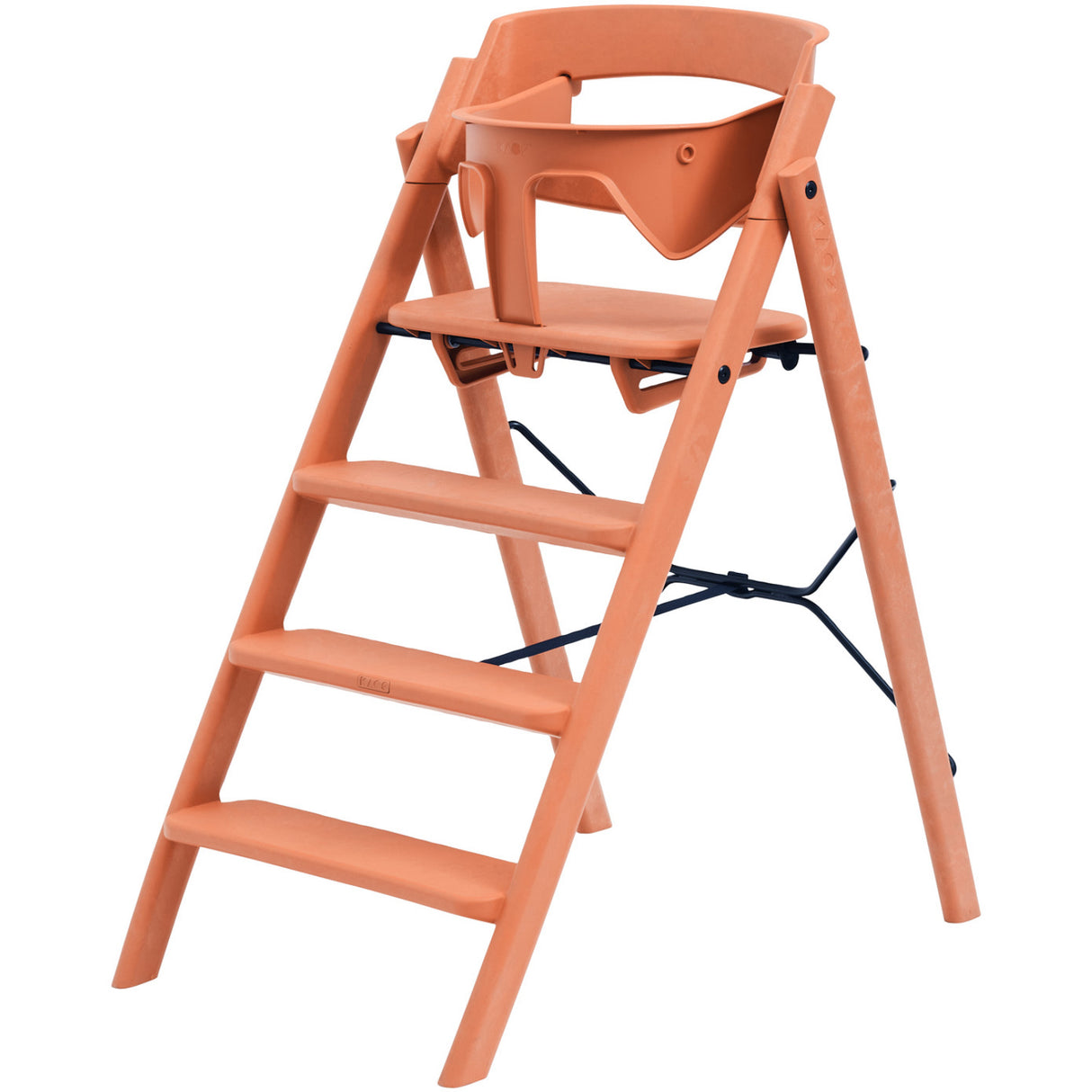 KAOS Terracotta Pink Klapp High Chair Recycled With KLAPP® Safety Rail & Tray Bundle