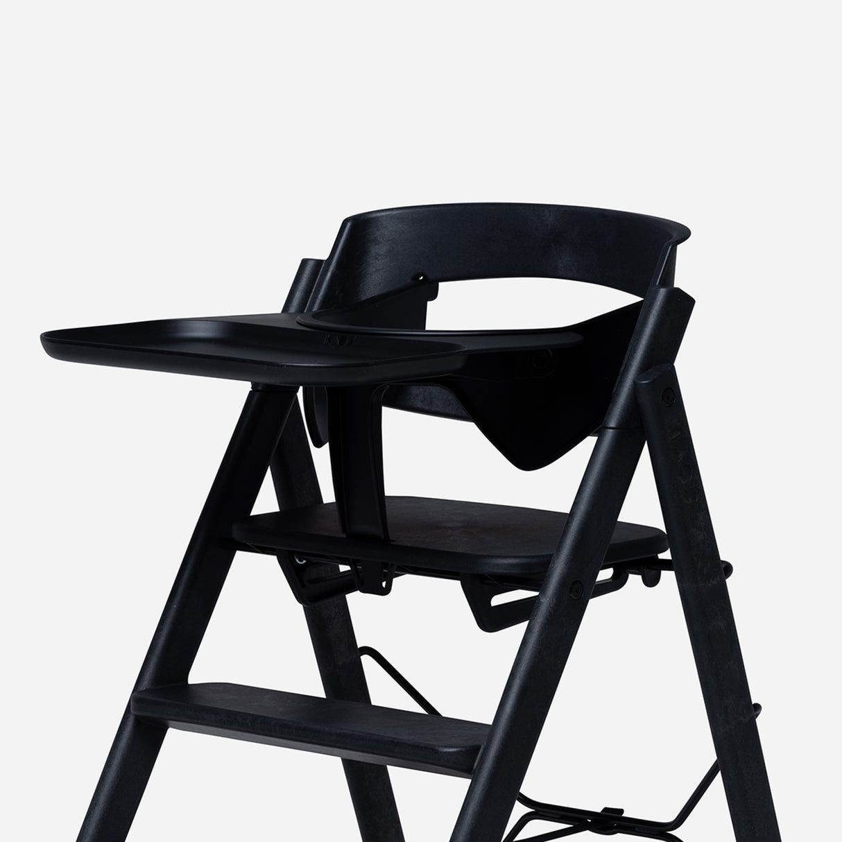 KAOS Charcoal Black Klapp High Chair Recycled With KLAPP® Safety Rail & Tray Bundle