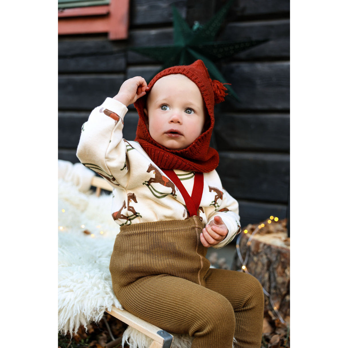 Silly Silas Acorn Brown With Maple Leaf Footed Tights Christmas Edition