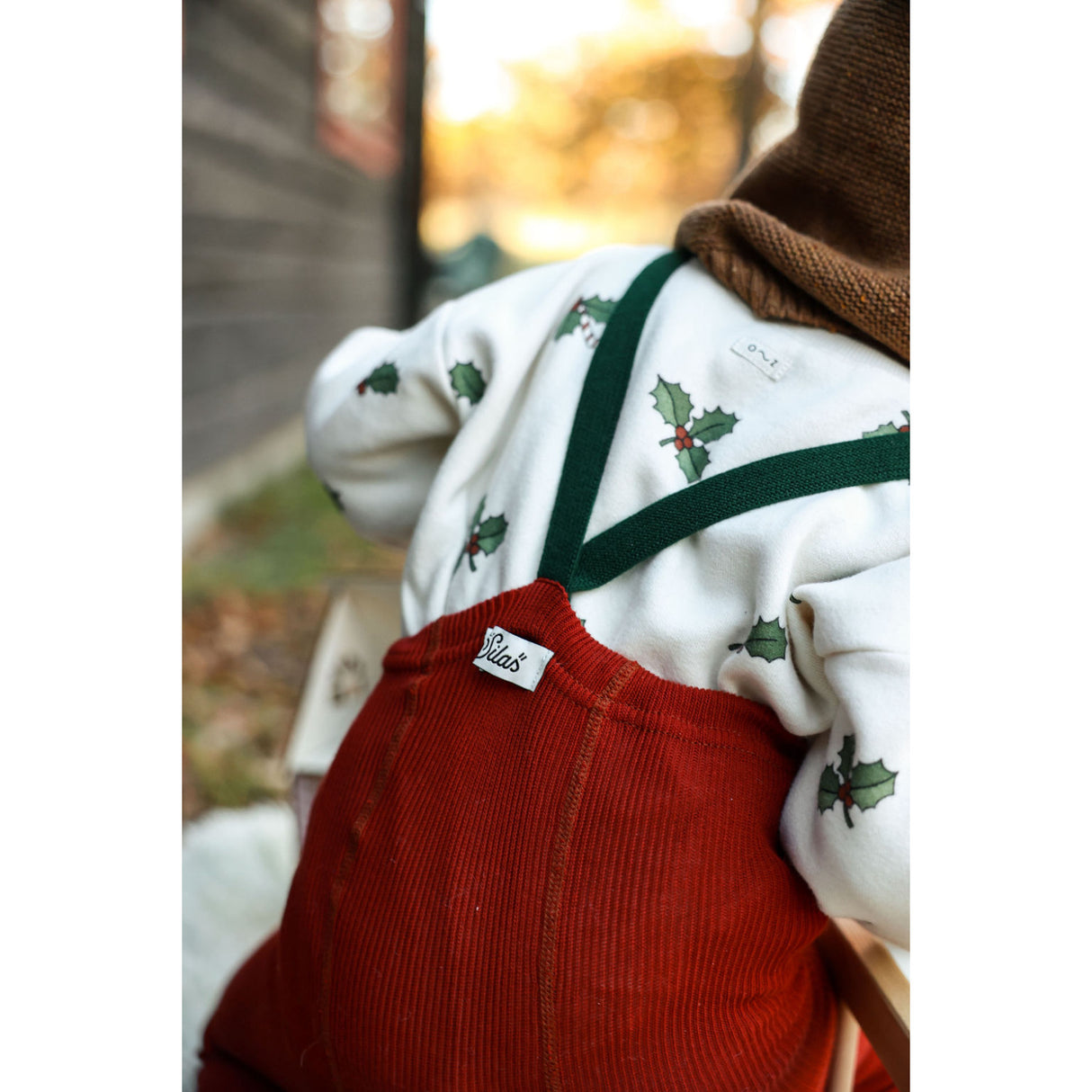 Silly Silas Maple Leaf With Dark Forest Green Footed Tights Christmas Edition