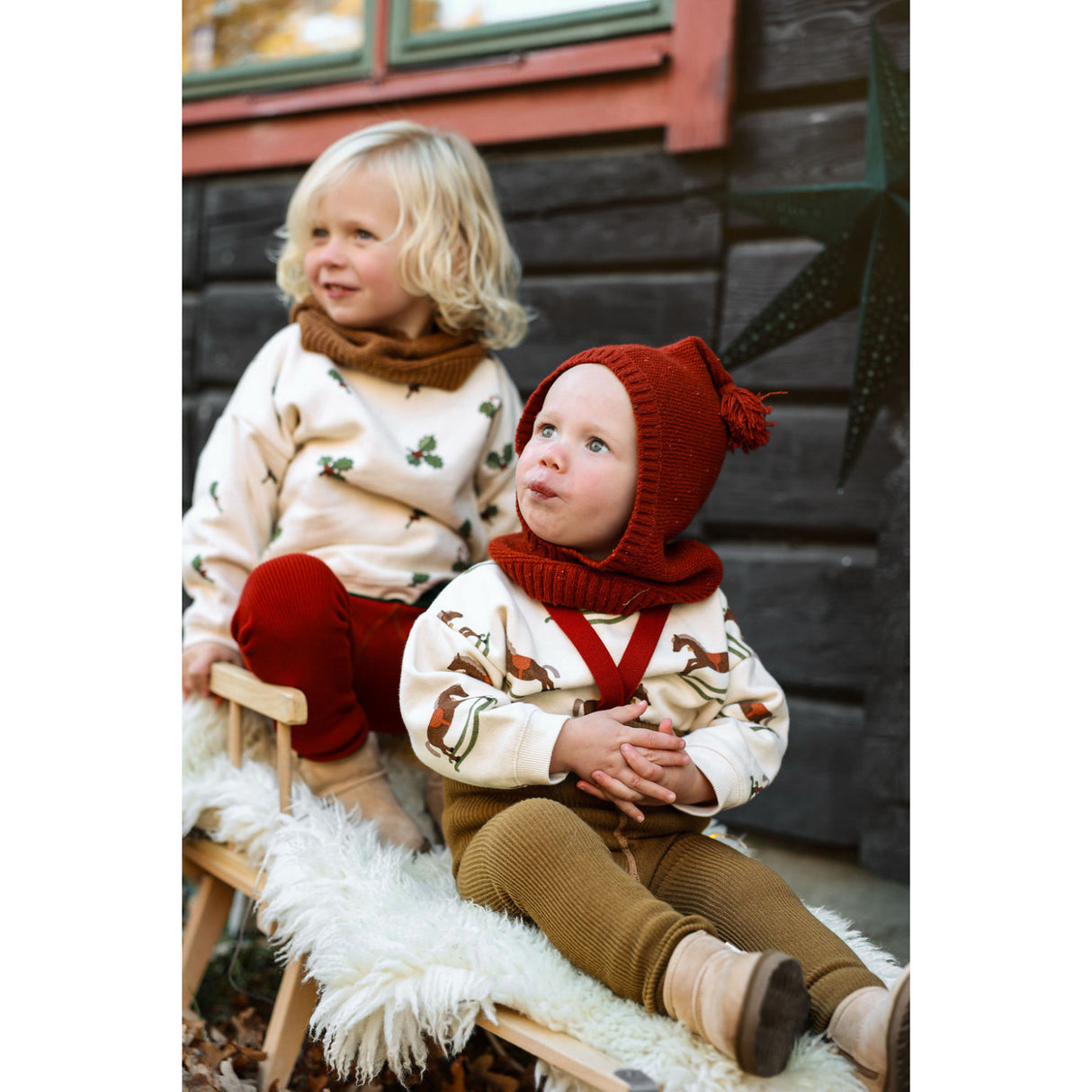 Silly Silas Acorn Brown With Maple Leaf Footless Tights Christmas Edition