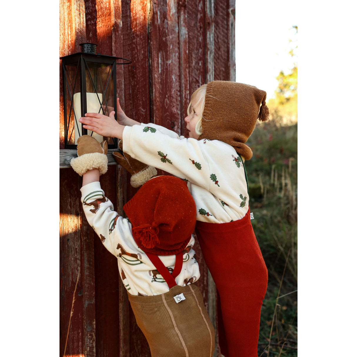 Silly Silas Acorn Brown With Maple Leaf Footless Tights Christmas Edition