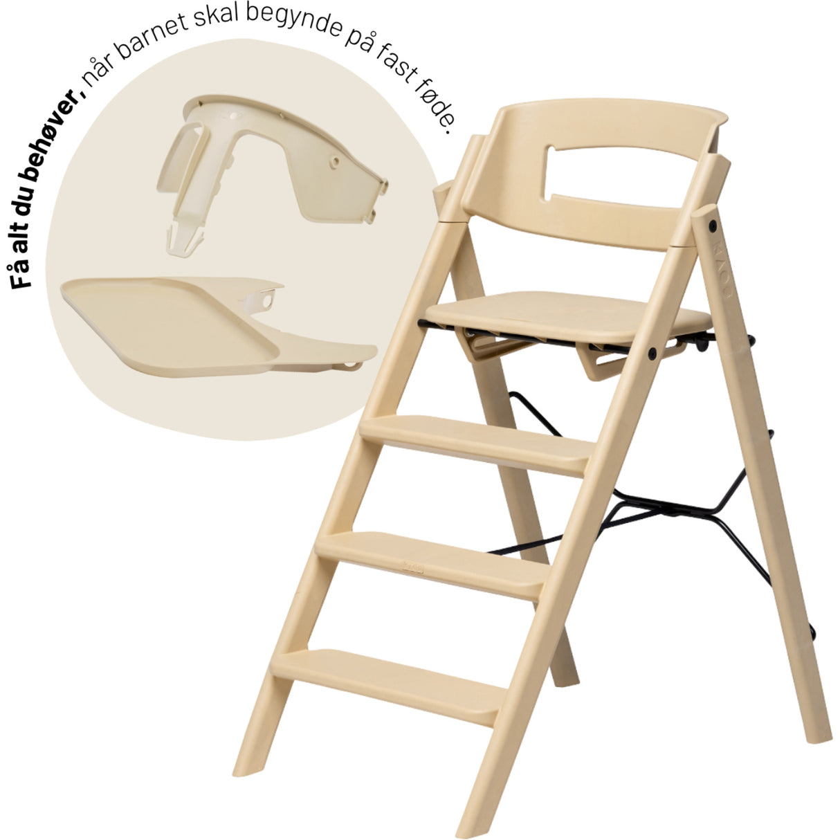 KAOS Desert Sand Klapp High Chair Recycled With KLAPP® Safety Rail & Tray Bundle