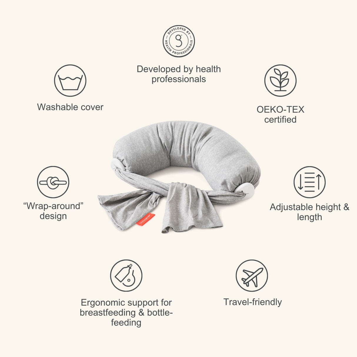 bbhugme Grey/Melange Nursing Pillow
