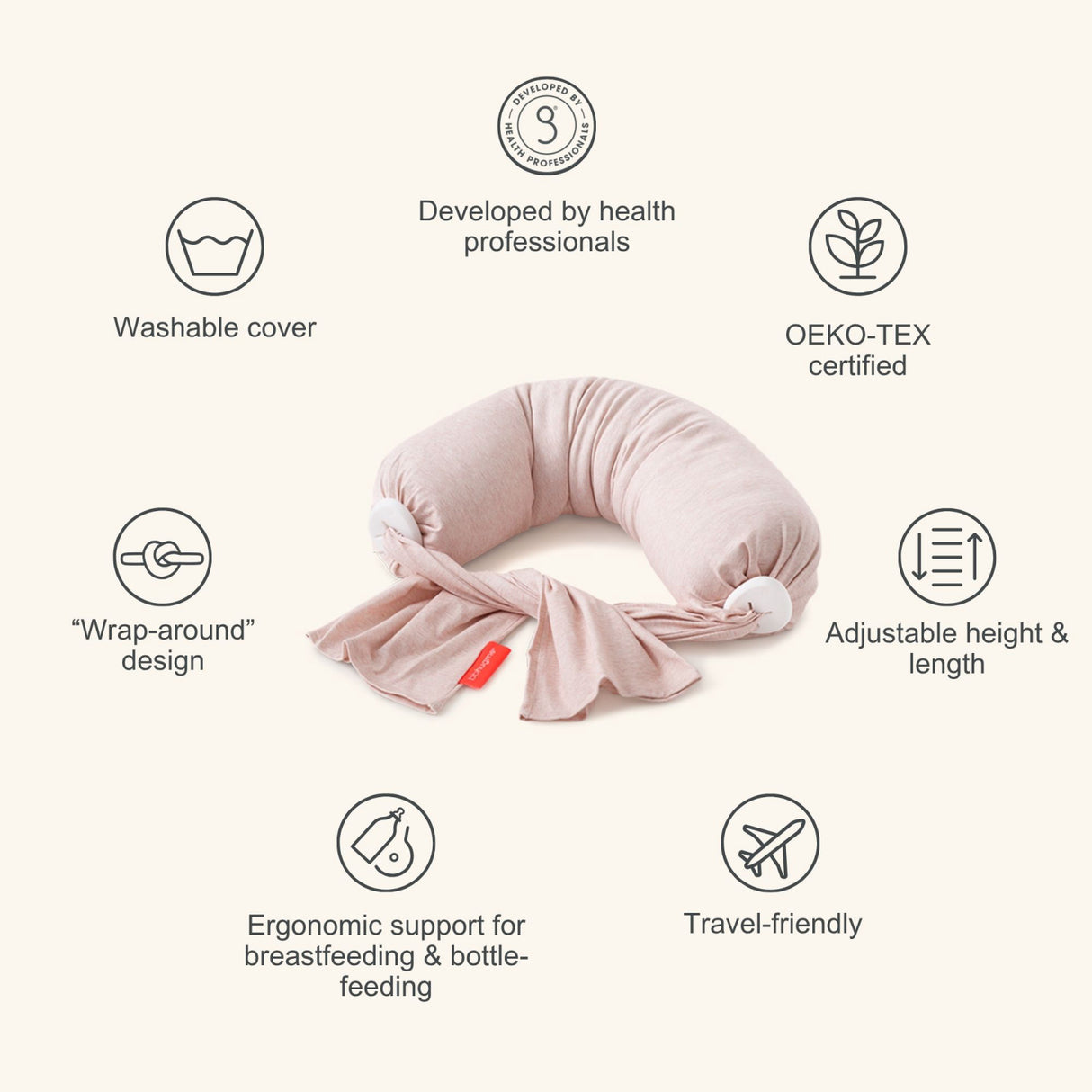 bbhugme Pink/Melange Nursing Pillow