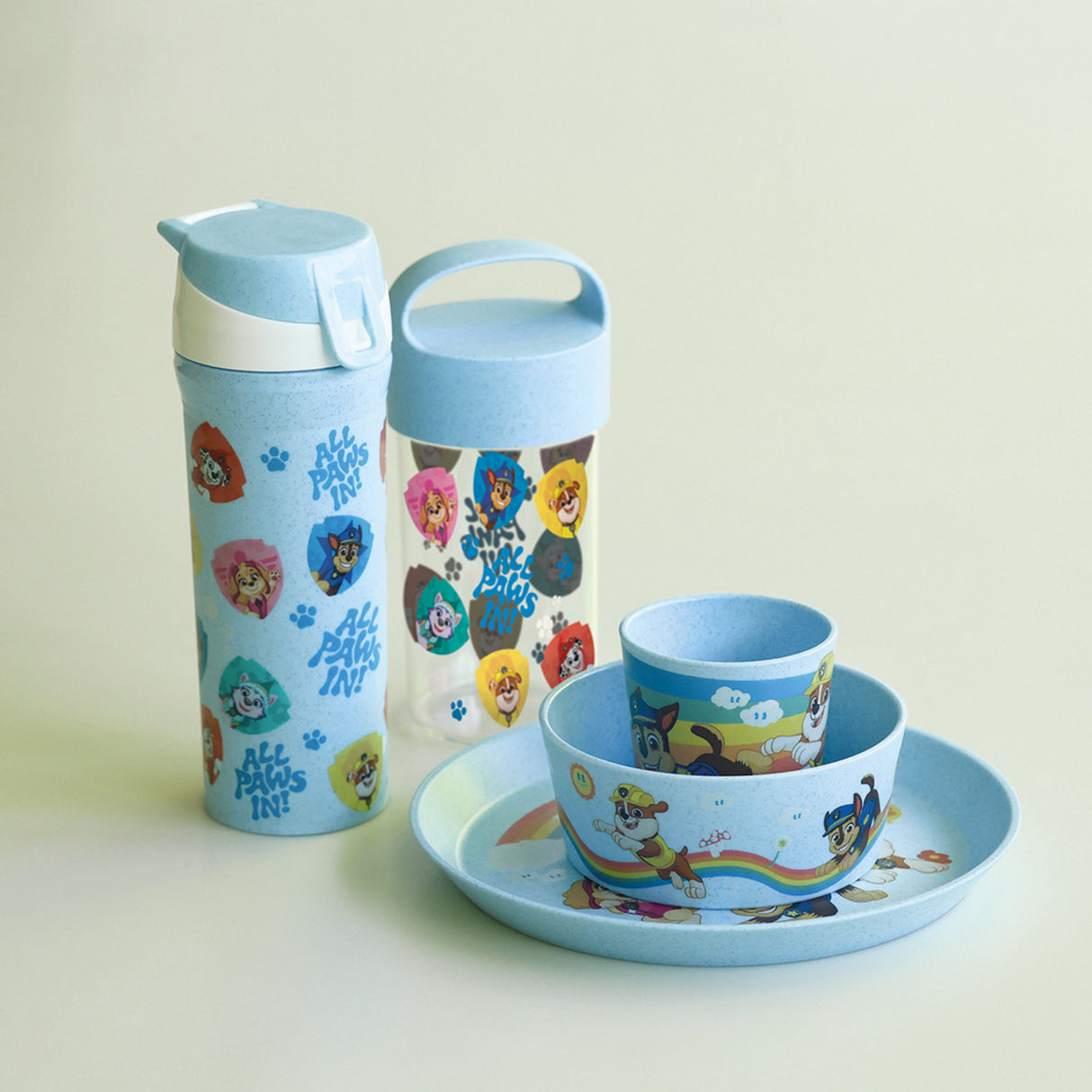 Koziol Organic Sky Blue Small Plate + Bowl + Cup Connect Grow Paw Patrol