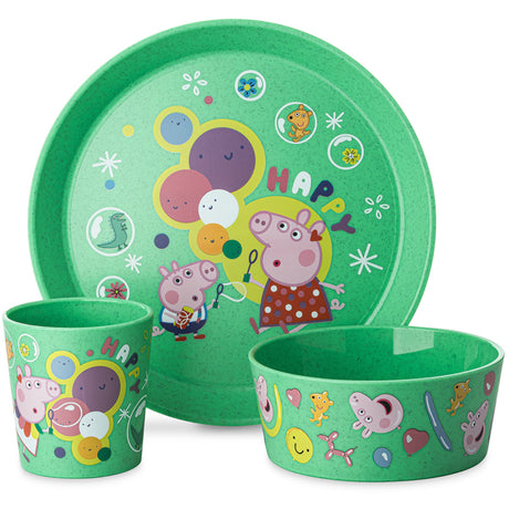Koziol Organic Spring Green Small Plate + Bowl + Cup Connect Peppa Pig Pop