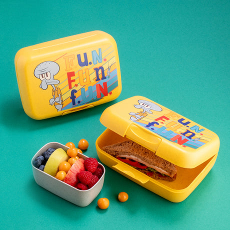 Koziol Organic Honey Yellow Lunch Box With Separation Bowl Candy L Spongebob Squidward