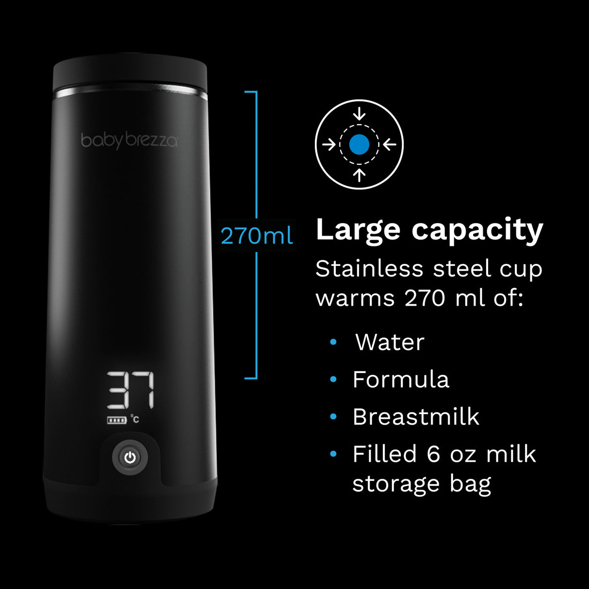Baby Brezza Black Superfast Portable Bottle Warmer