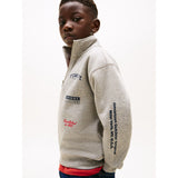 Tommy Hilfiger Mid Grey Heather Multi Print Half Zip Sweatshirt