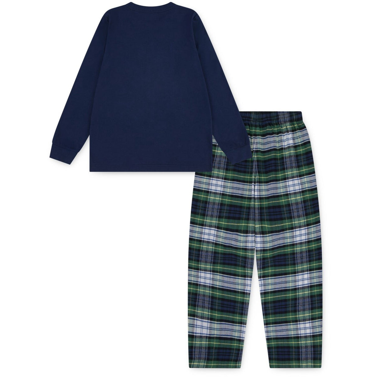 Polo Ralph Lauren White Gordon Plaid L/S Tee & Woven Pant Set