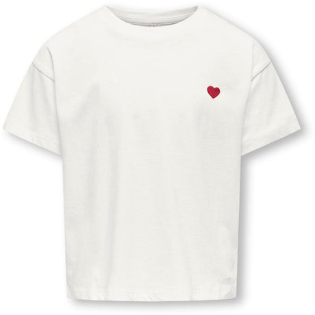 kids ONLY Cloud Dancer Heart Emb./Equestian Red Kogmaiken Life Cropheart Ss Top Jrs Noos