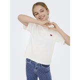 kids ONLY Cloud Dancer Heart Emb./Equestian Red Kogmaiken Life Cropheart Ss Top Jrs Noos